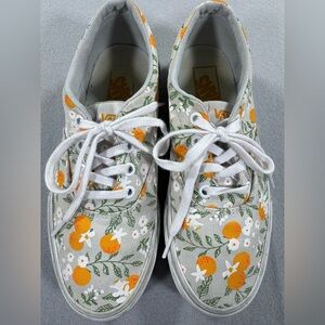 Vans Women’s Orange Blossom Canvas Sneakers - White/Orange size 6.5